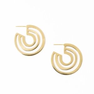 NWT Ink + Alloy Martha Organic Three Circles Hoop Earrings Brass